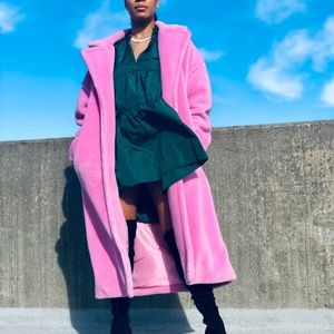 FOREVER 21 LONG PINK FAUR FUR COAT